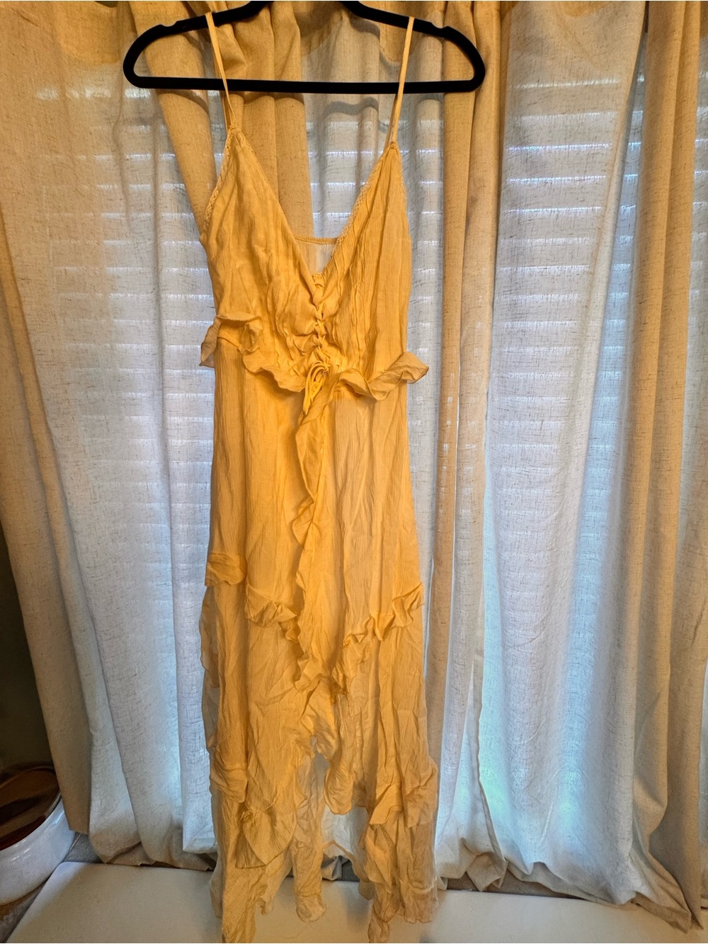 SHEIN cream Ruffle Slip Maxi Dress